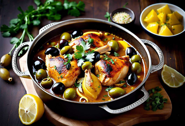 Pollo morbido con olive e limone